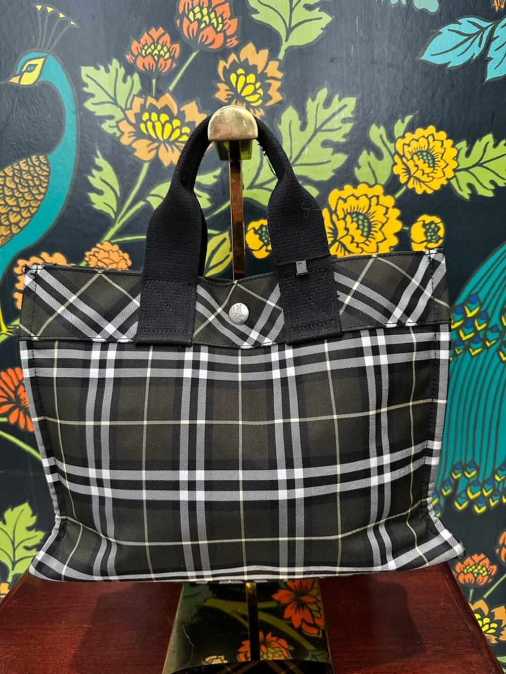 Burberry Plaid Nylon Tote Black Nova Check Mini Shopper NWOT - Picture 3 of 12